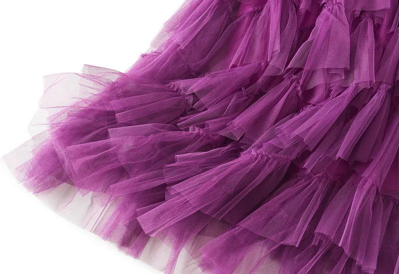 Mesh Long Skirt Design Skirt All-match Mesh Stitching Skirt