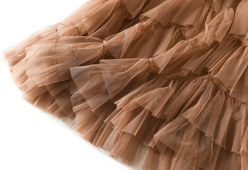 Mesh Long Skirt Design Skirt All-match Mesh Stitching Skirt