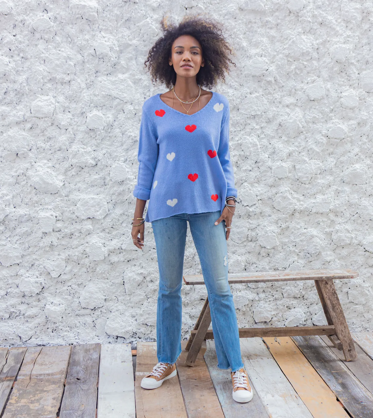 Mini Hearts Vneck Sweater