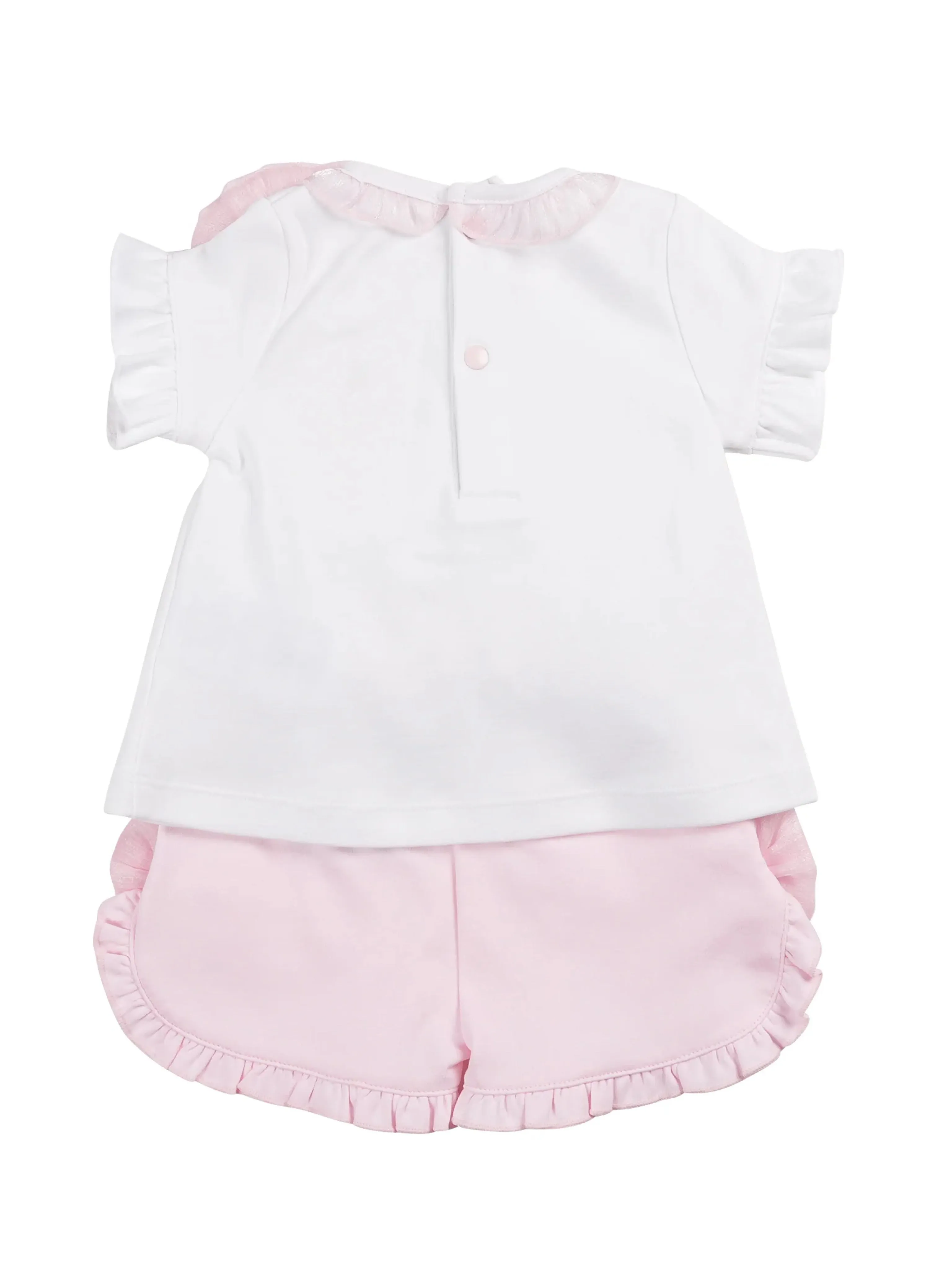 Mintini baby pink tulle bow shorts set