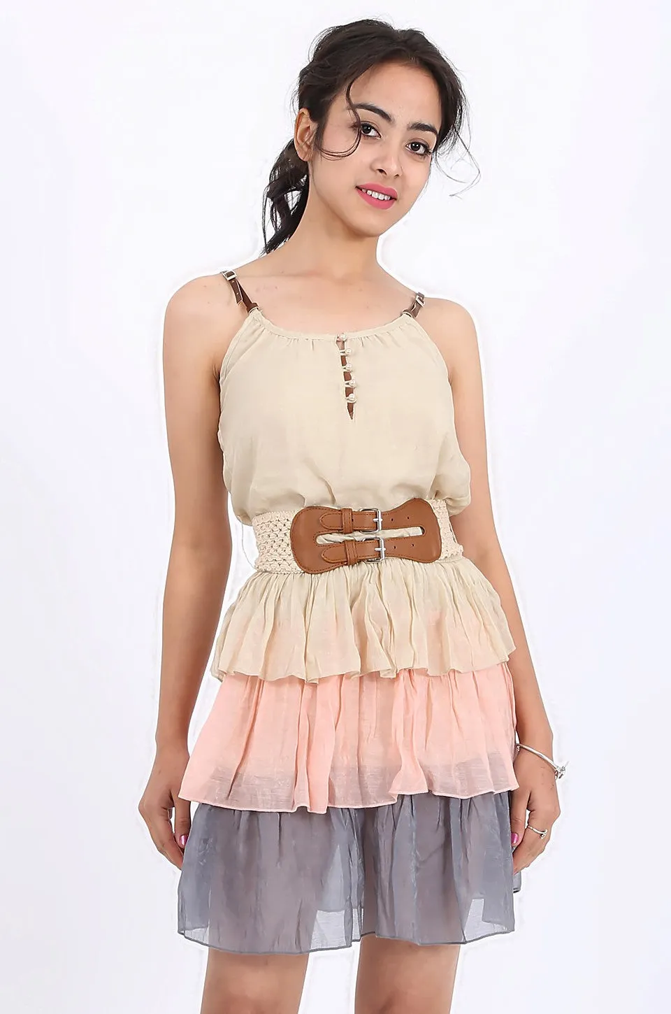MISS PINKI Madison Layered dress with belt