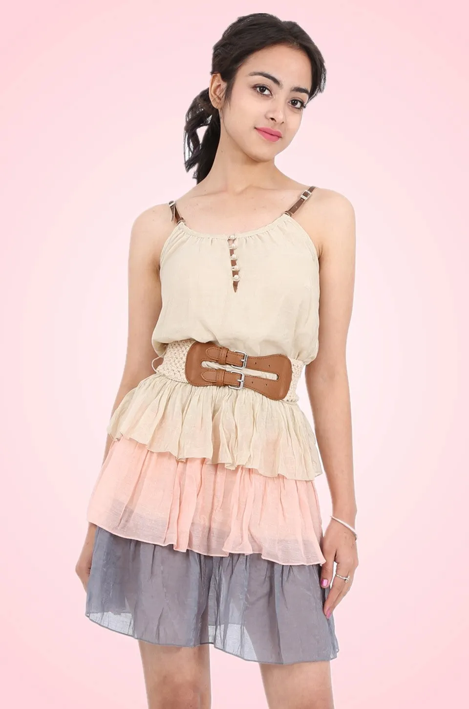 MISS PINKI Madison Layered dress with belt