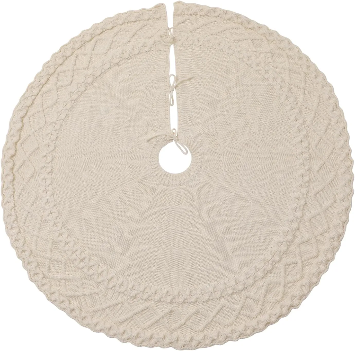 Mod Christmas White Cableknit Christmas Tree Skirt