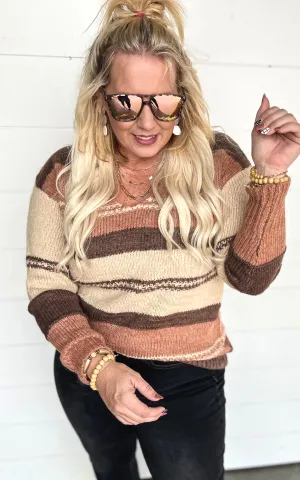 MULTI STRIPE DROP SHOULDER SWEATER | FINAL SALE