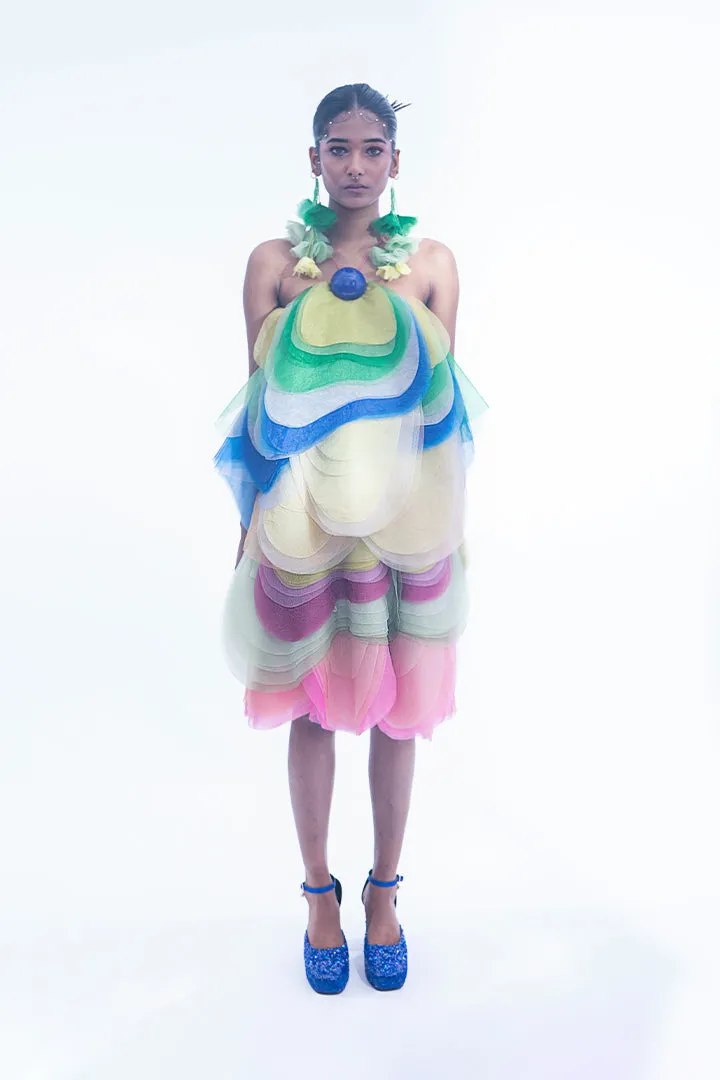 Multicolor layered short dress