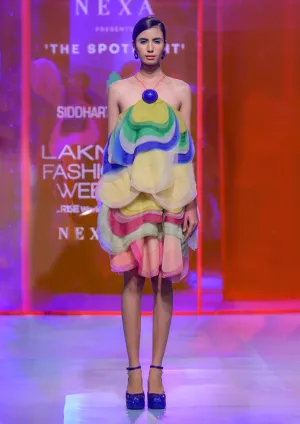 Multicolor layered short dress