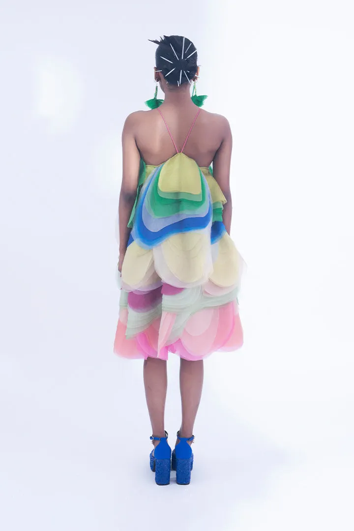 Multicolor layered short dress
