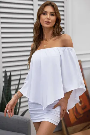 Multiple Dressing Layered White Mini Poncho Dress