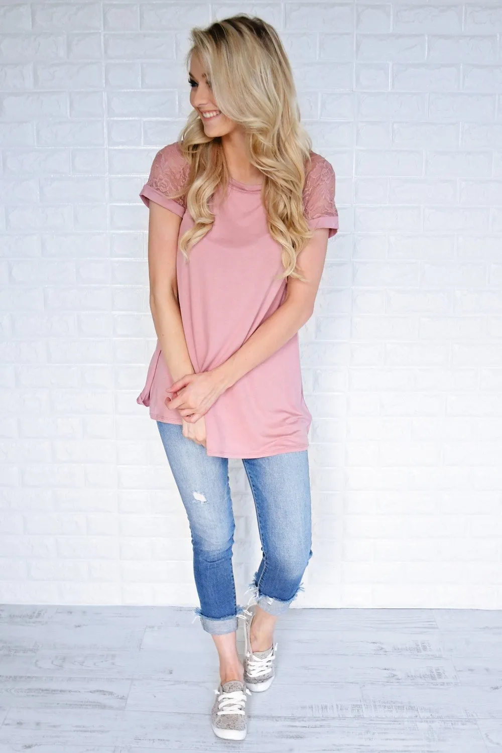 My Favorite Lace Top ~ Soft Mauve