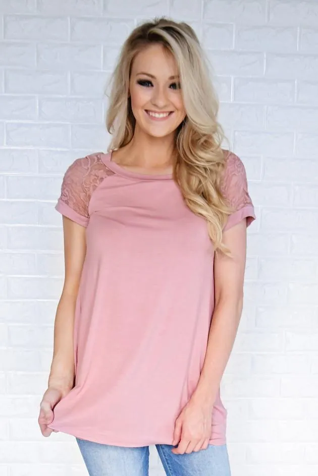 My Favorite Lace Top ~ Soft Mauve