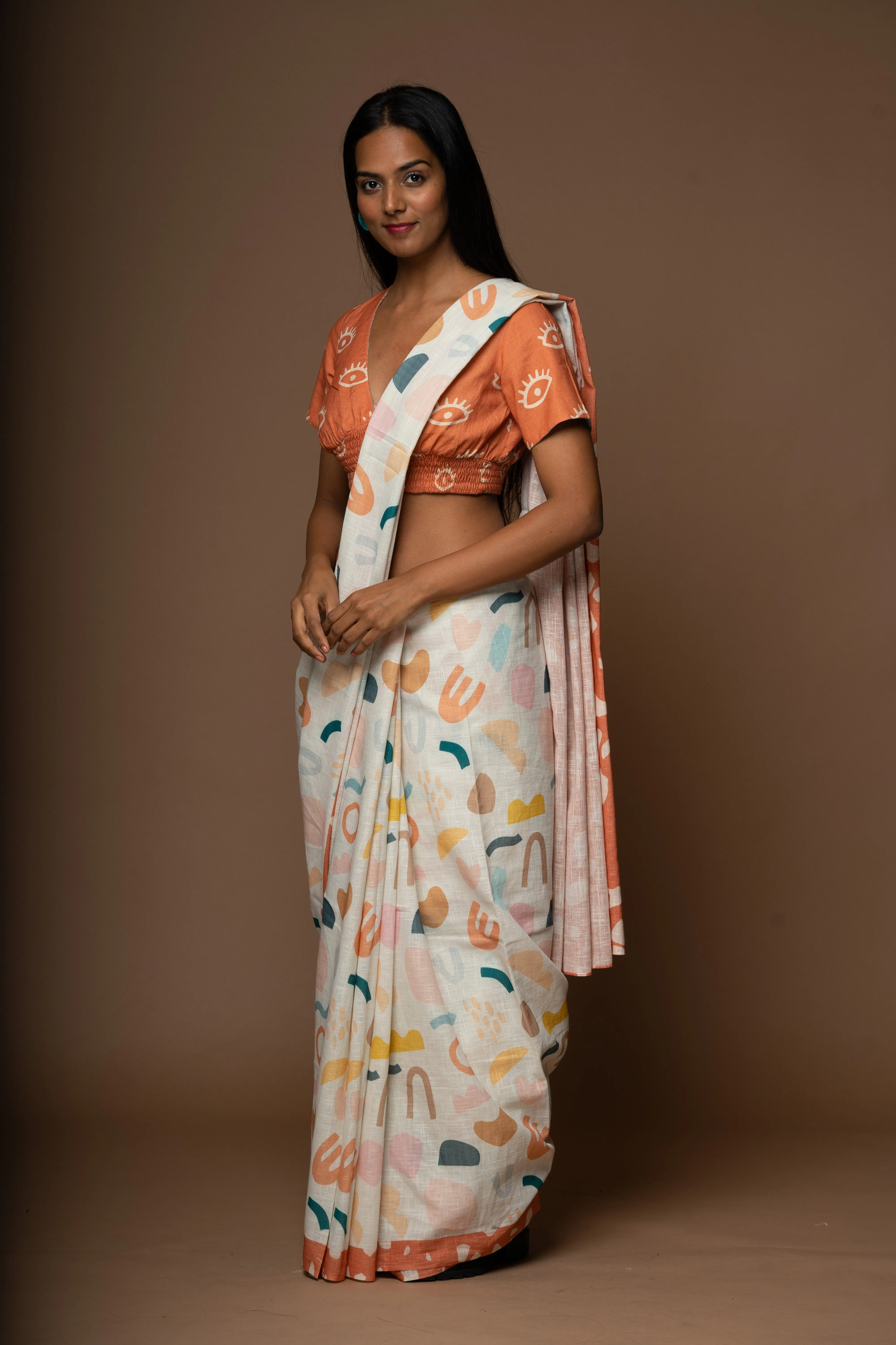 Mystical Echoes Linen Sari