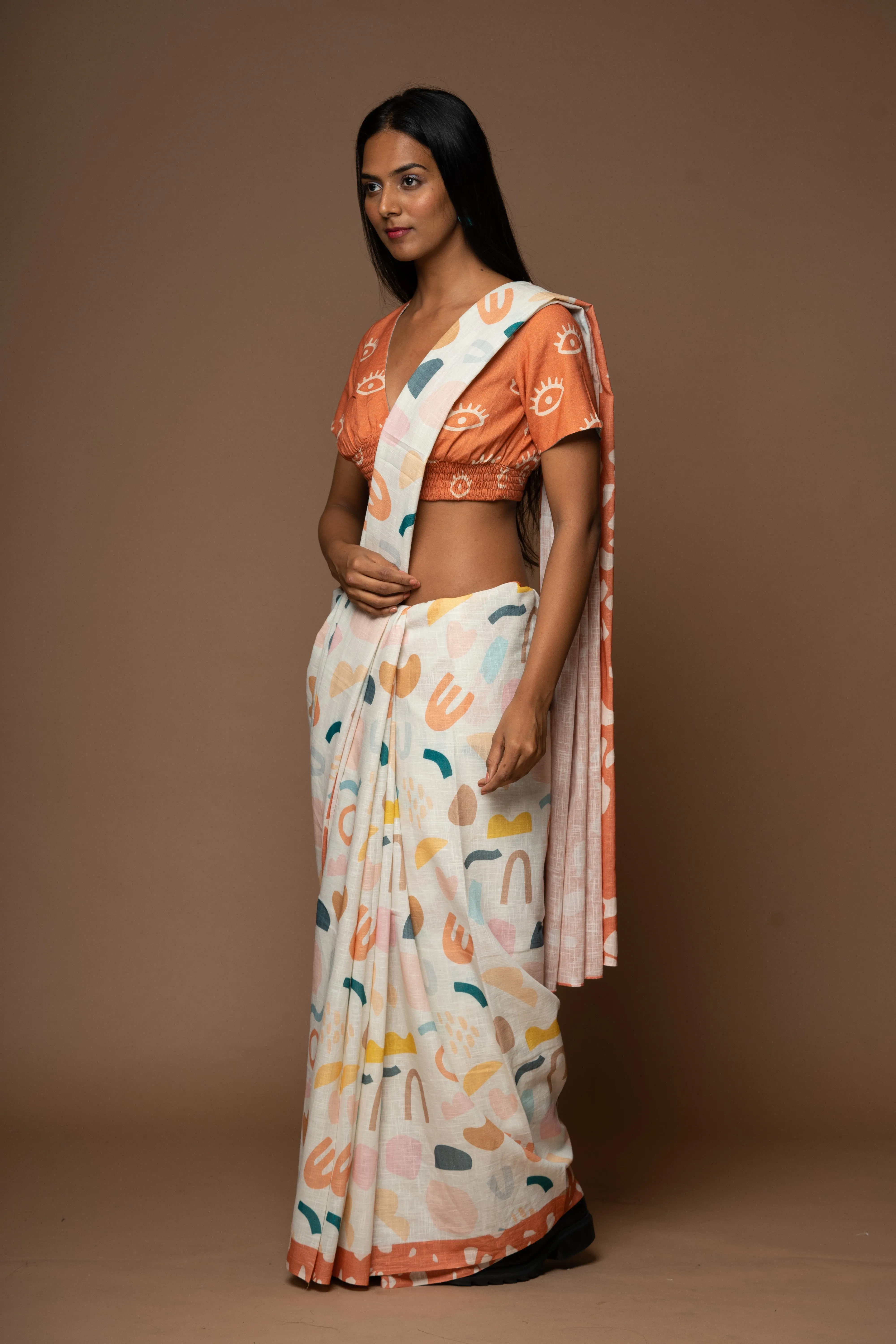 Mystical Echoes Linen Sari