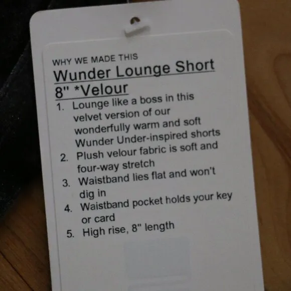 NEW Lululemon Wunder Lounge Bike Short 8&quot; Velour Size 2 &amp; 4 (XS, S)