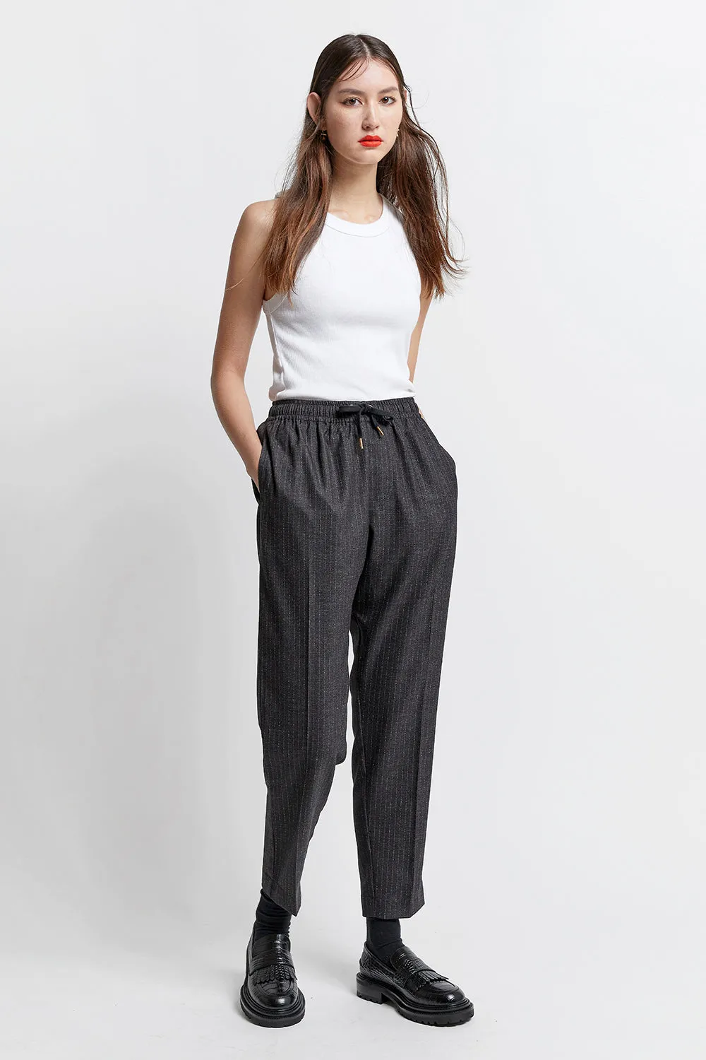 Nico Trousers Speckled Pinstripe Charcoal