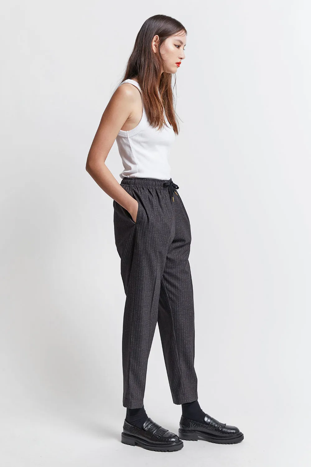 Nico Trousers Speckled Pinstripe Charcoal