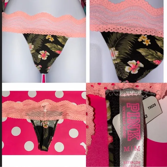 NWT Victoria’s Secret PINK bling shorts and PINK thong panties bundle