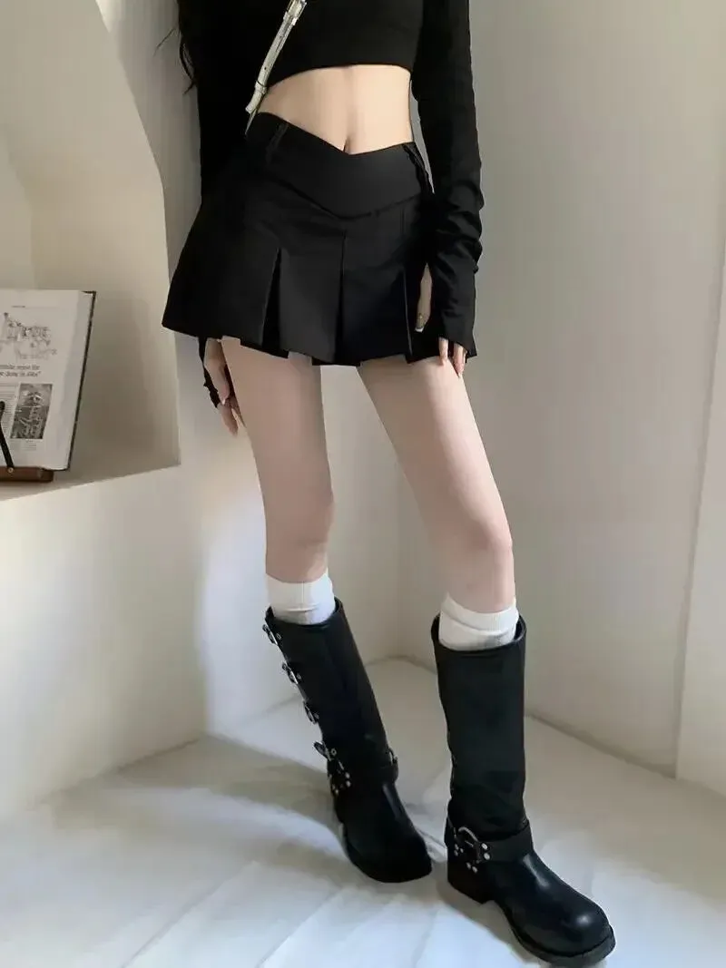 Obsidian Phoenix V-Waist Pleated Mini Skirt