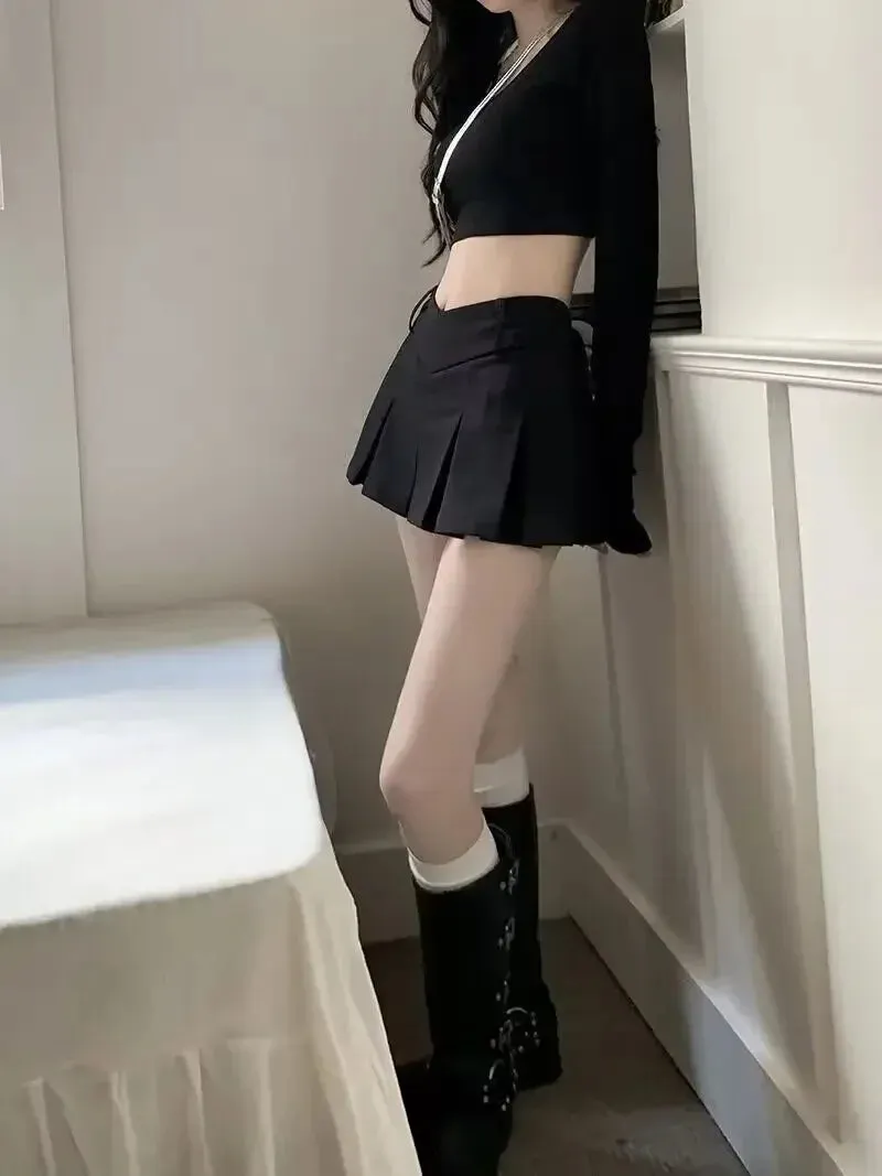 Obsidian Phoenix V-Waist Pleated Mini Skirt