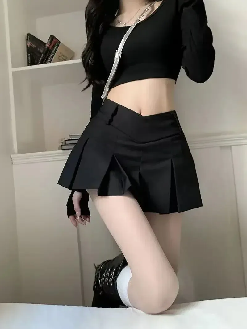 Obsidian Phoenix V-Waist Pleated Mini Skirt