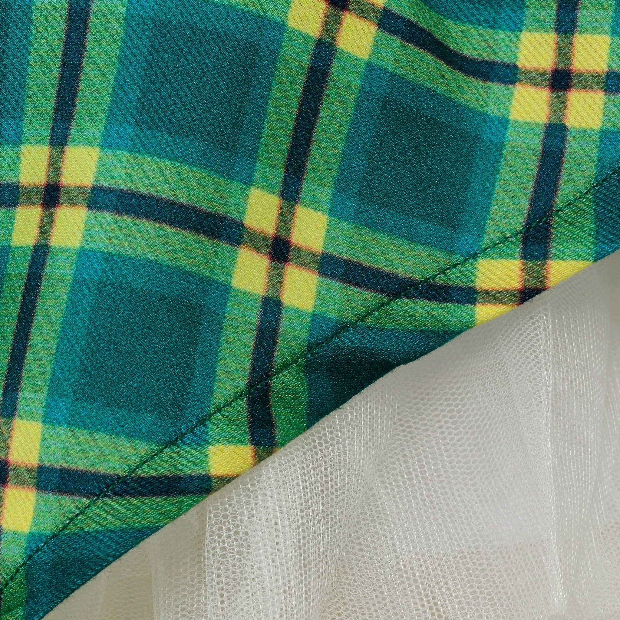 Ocean Baby Girls Green & Lemon Plaid Smocked Petticoat Layered Dress - (NB-8Yrs)