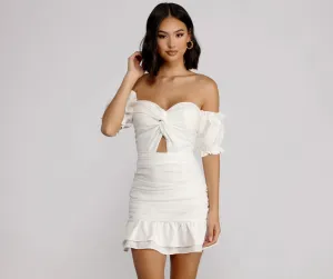 Off Shoulder Stylish Ruffle Mini Dress