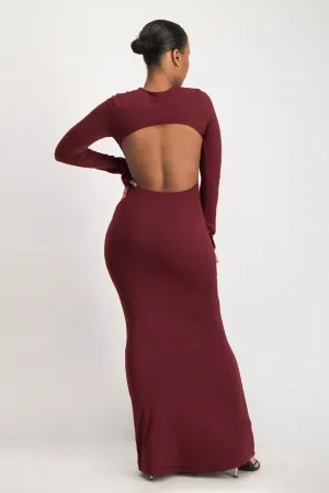 Open Back Long Sleeve Lounge Maxi Dress