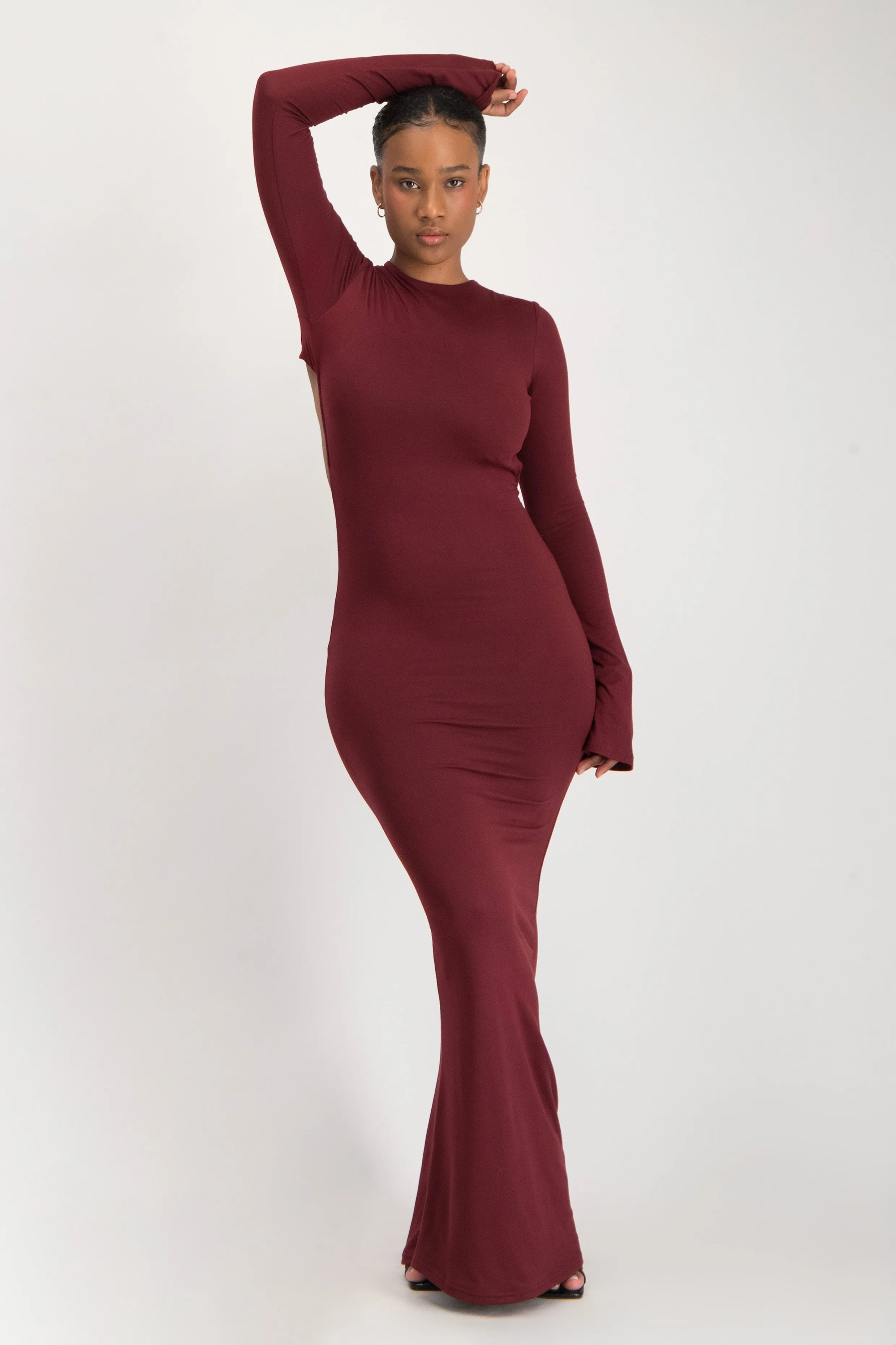 Open Back Long Sleeve Lounge Maxi Dress