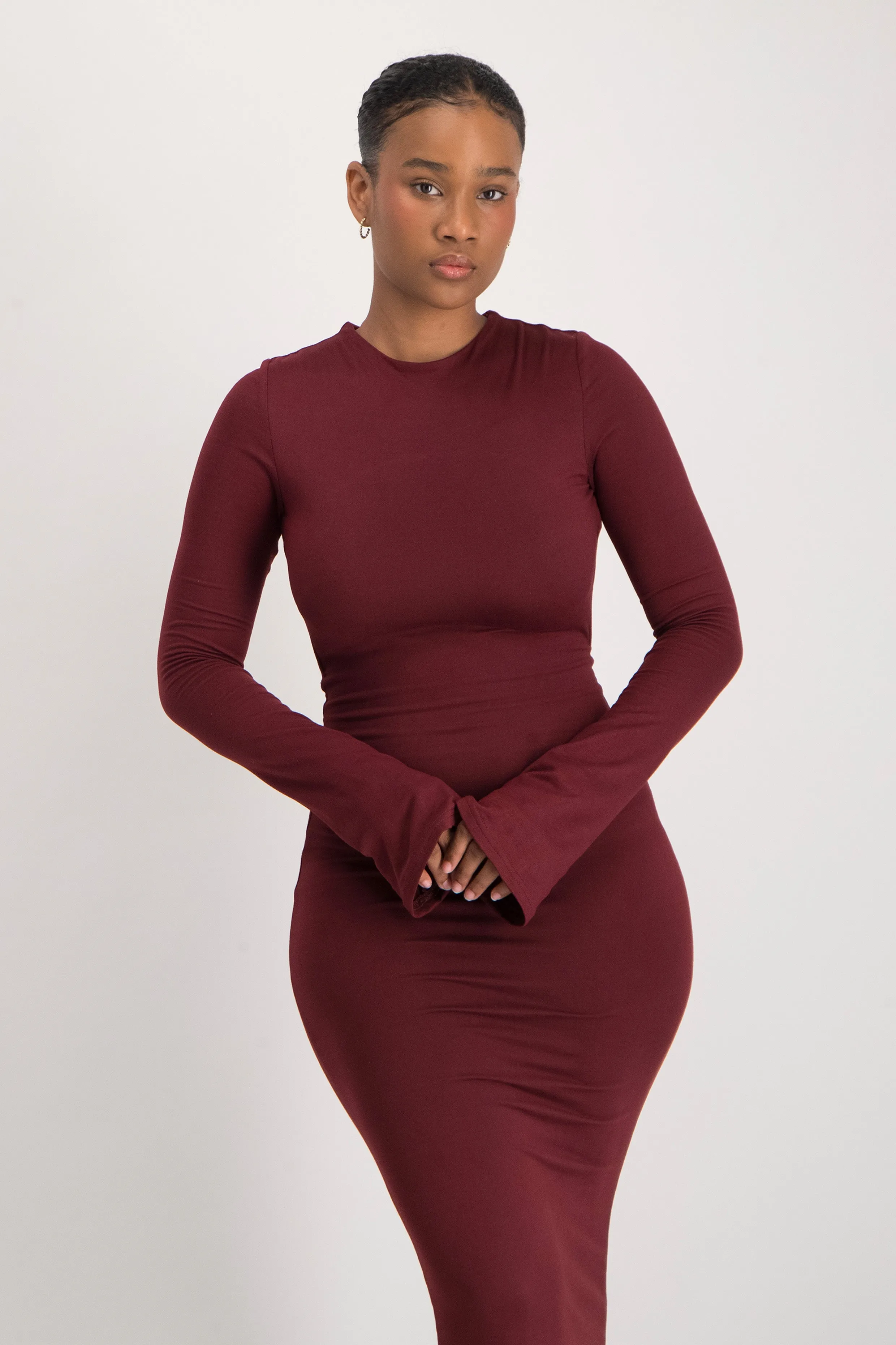 Open Back Long Sleeve Lounge Maxi Dress
