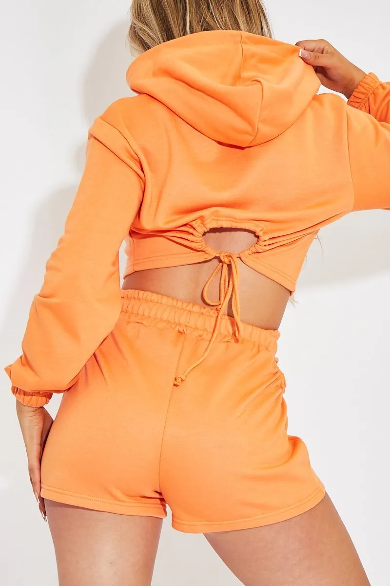 Orange Hip Cut Out Elasticated Shorts - Zaleia