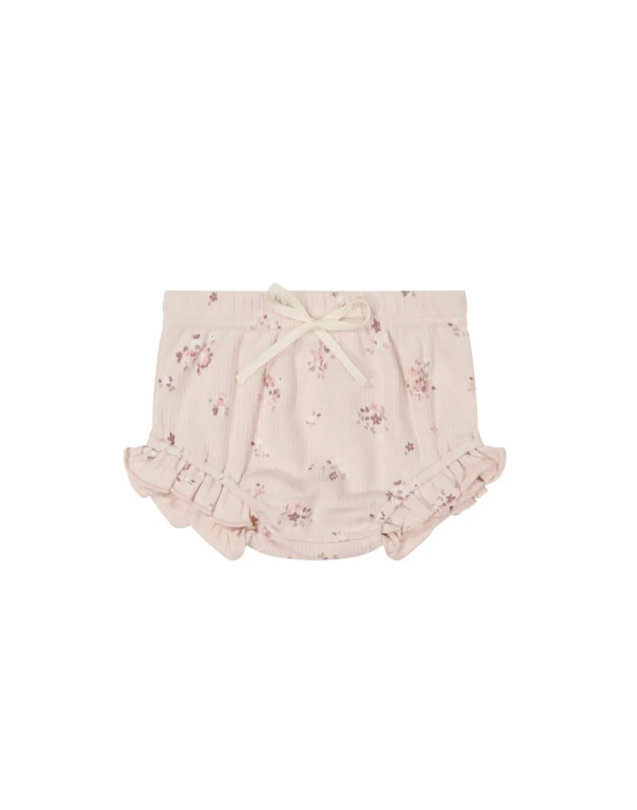 Organic Cotton Fine Rib Frill Bloomer | Petite Fleur Soft Peony