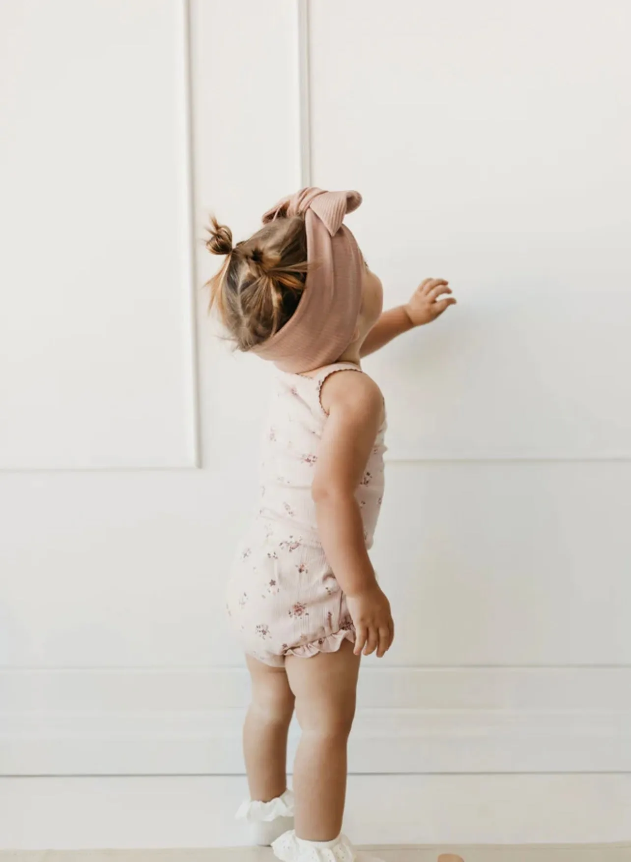 Organic Cotton Fine Rib Frill Bloomer | Petite Fleur Soft Peony
