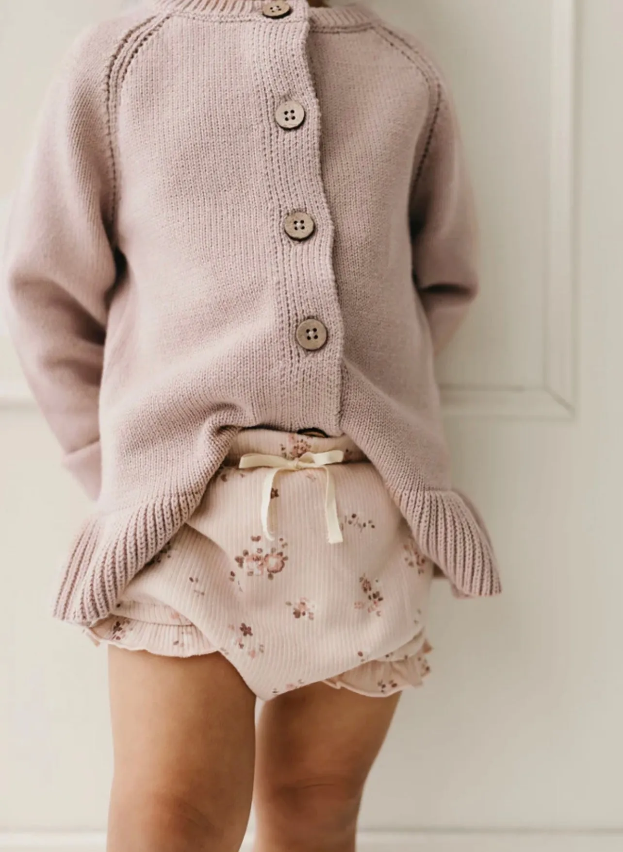 Organic Cotton Fine Rib Frill Bloomer | Petite Fleur Soft Peony