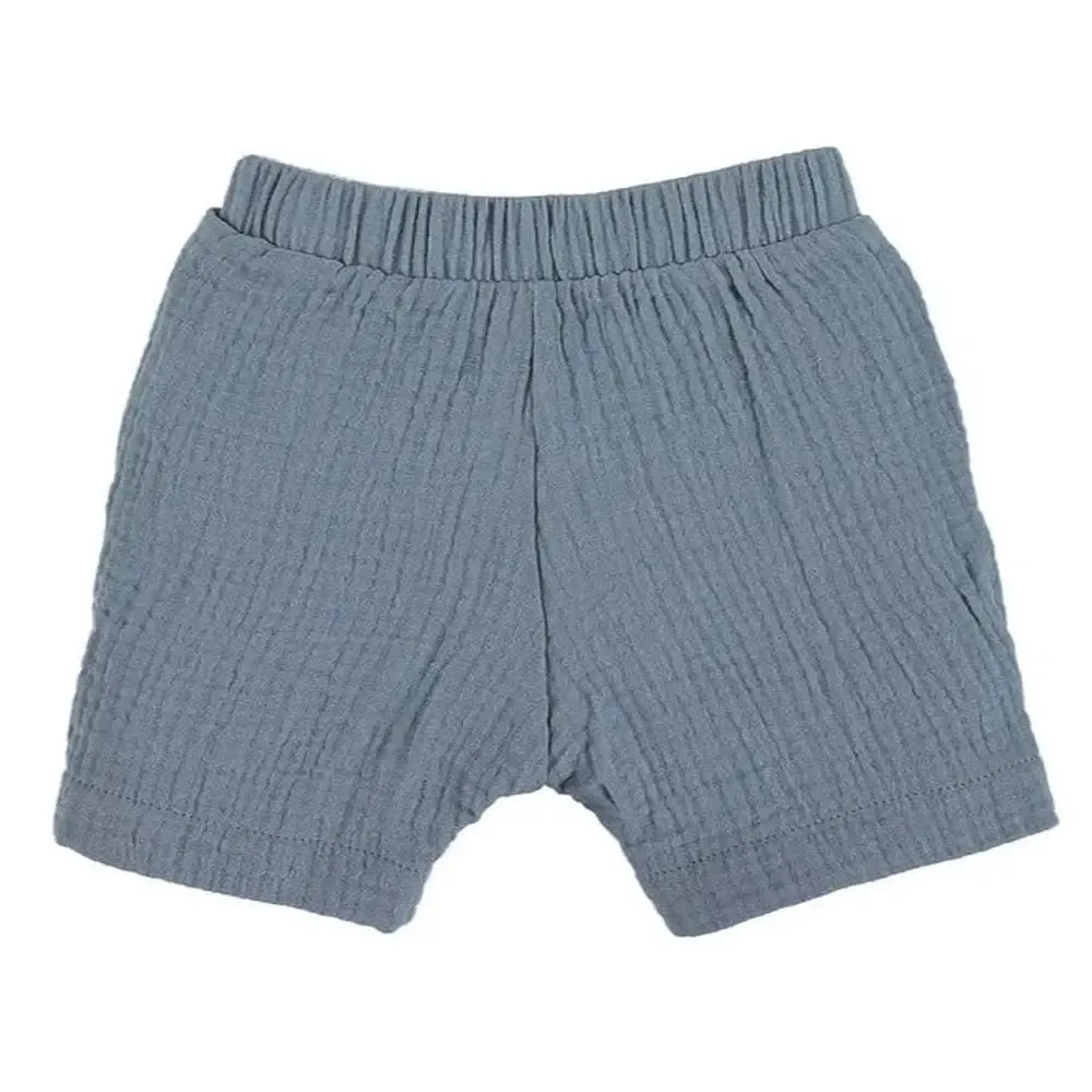 Organic Muslin Shirt and Short Set - Blue