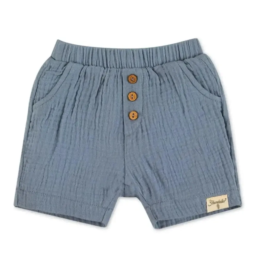 Organic Muslin Shirt and Short Set - Blue