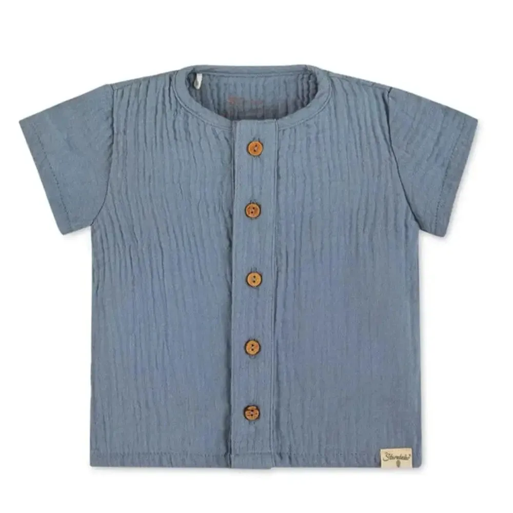 Organic Muslin Shirt and Short Set - Blue