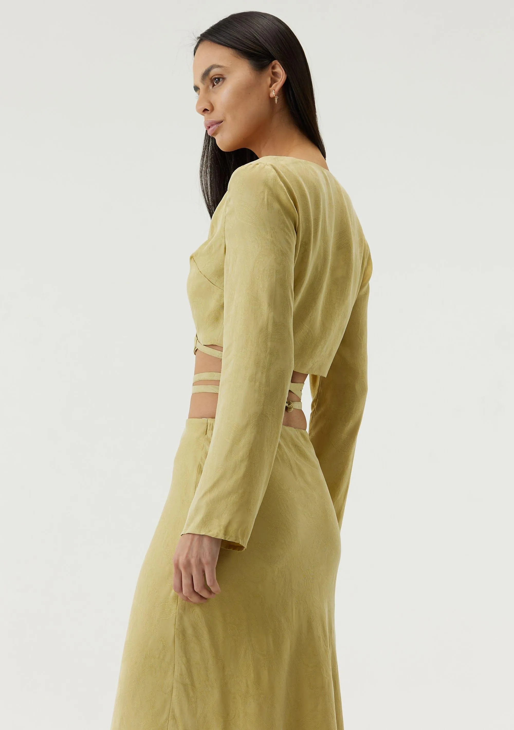 PAISLEY WRAP BLOUSE | PEAR