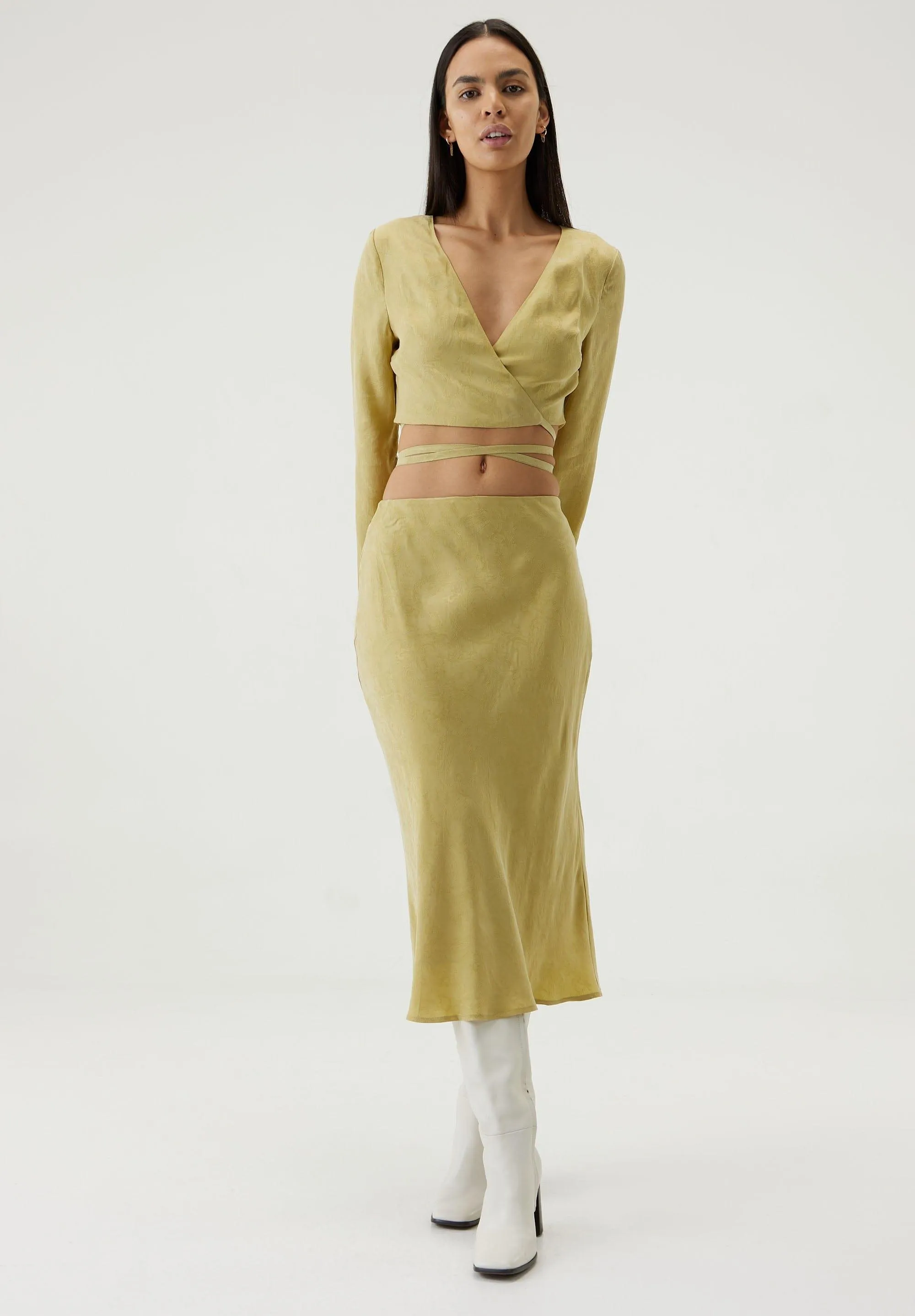 PAISLEY WRAP BLOUSE | PEAR