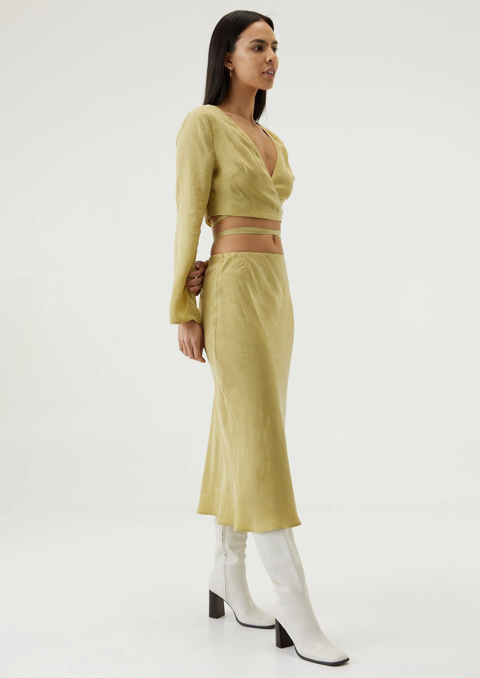 PAISLEY WRAP BLOUSE | PEAR