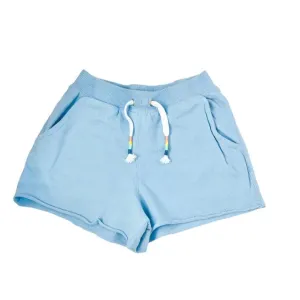 Paper Flower Cashmere Blue Raw Edge Back Pocket Short