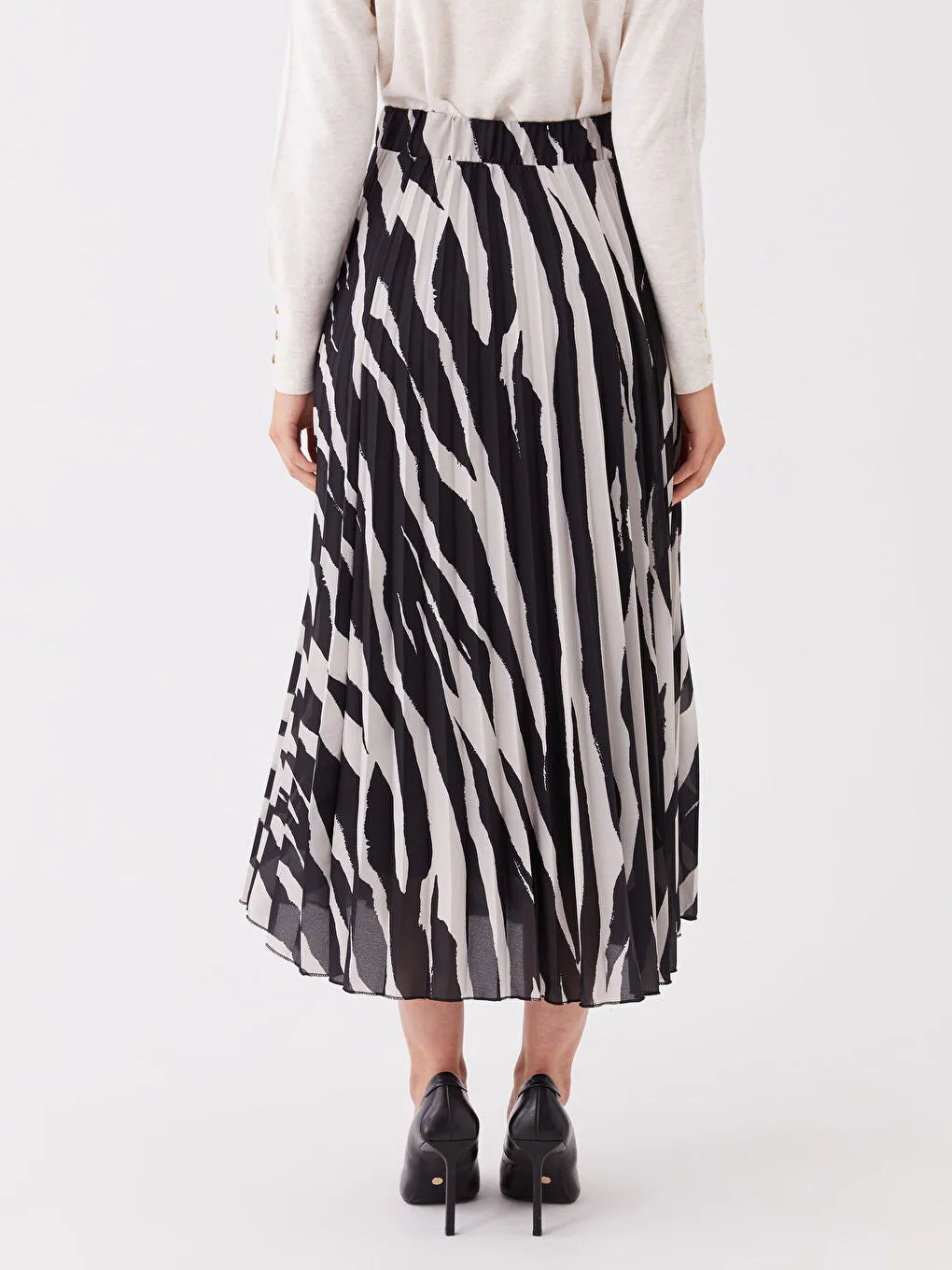 Patterned Chiffon Women Skirt With Elastic Waist