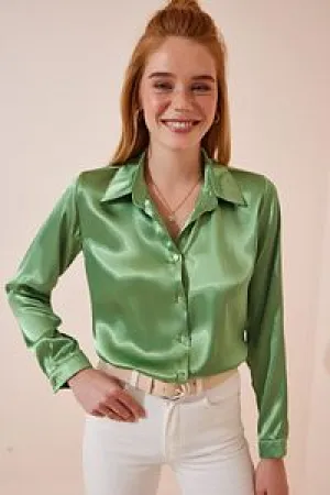 Peanut Green Women’s Silk Shirt – Light & Flowing Sophistication