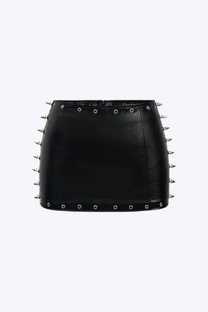 Penny - Studded Elegant Detail Woman's Low Waist Skirt