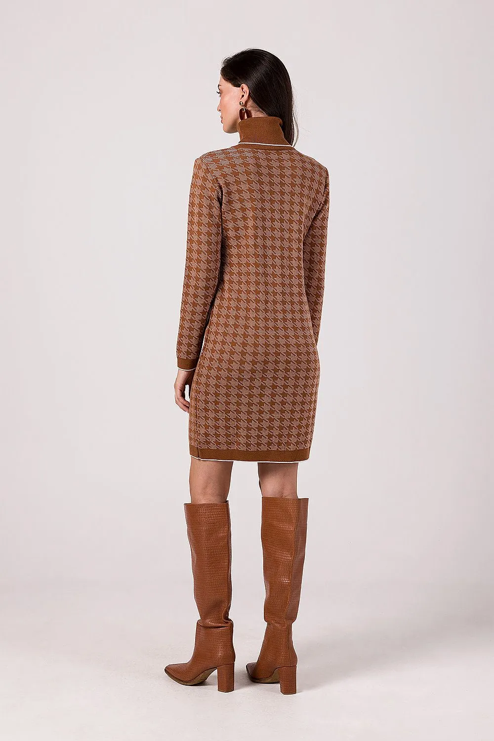 Peplum Fitted Turtleneck Sweater Dress