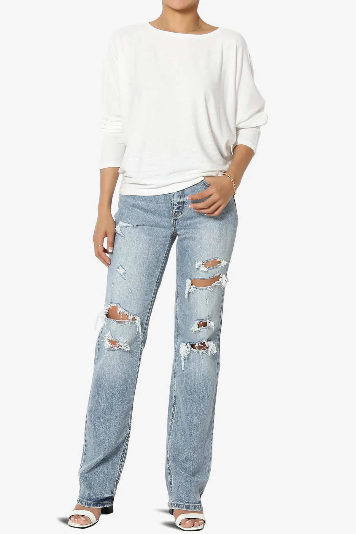 Pepper Dolman Sleeve Ribbed Top PLUS