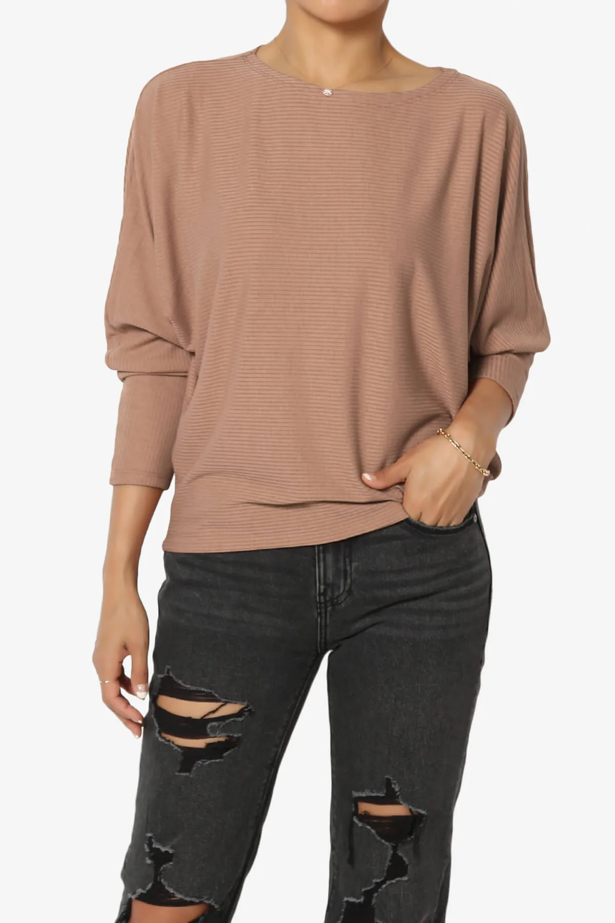 Pepper Dolman Sleeve Ribbed Top PLUS
