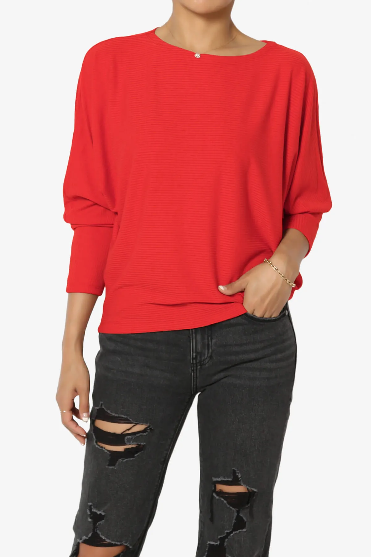 Pepper Dolman Sleeve Ribbed Top PLUS