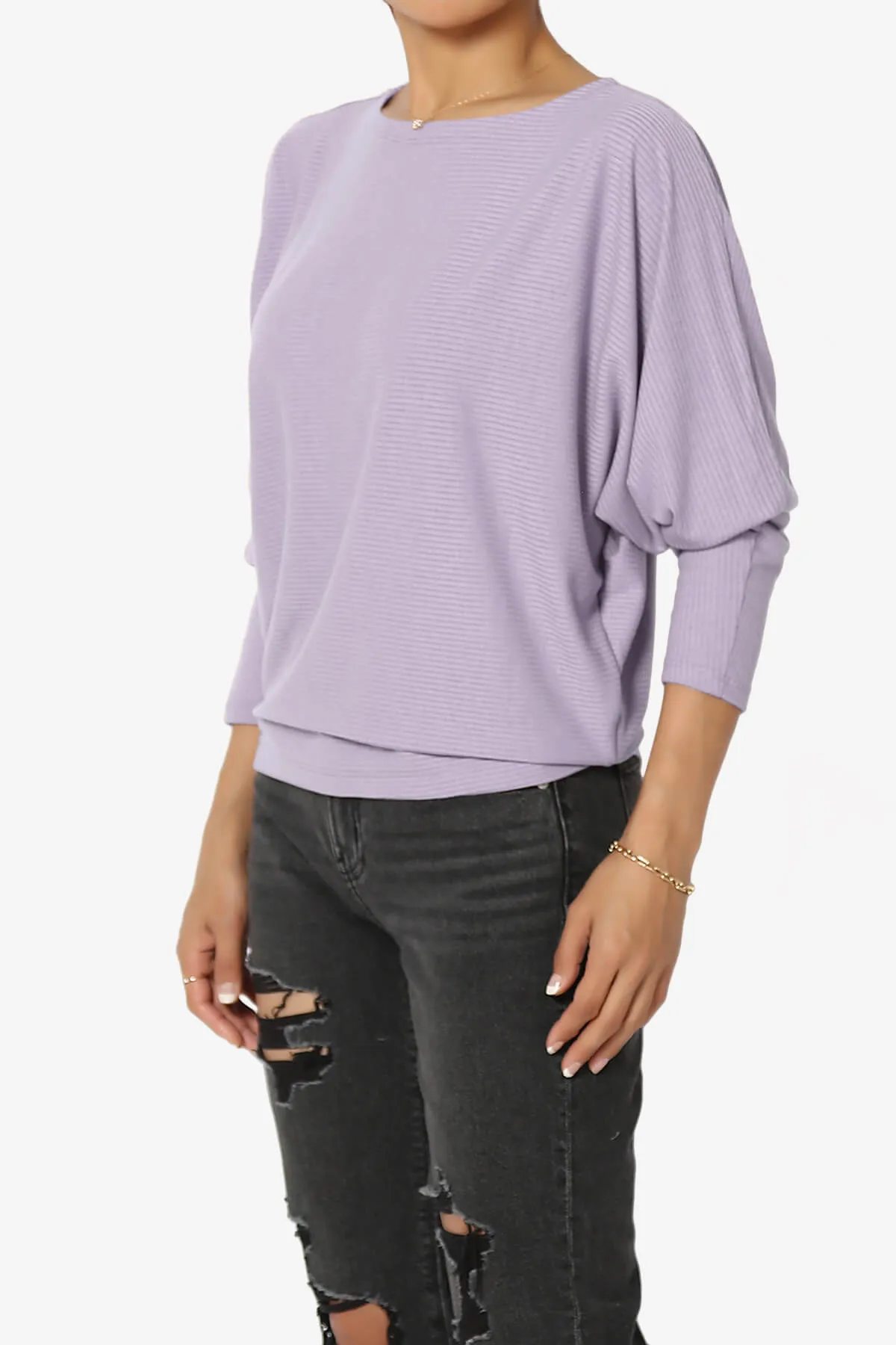 Pepper Dolman Sleeve Ribbed Top PLUS