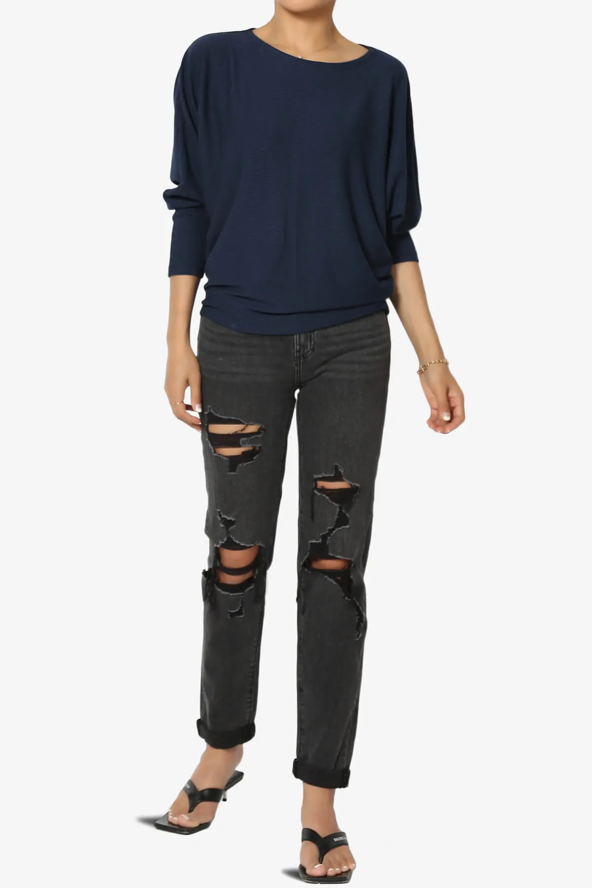 Pepper Dolman Sleeve Ribbed Top PLUS