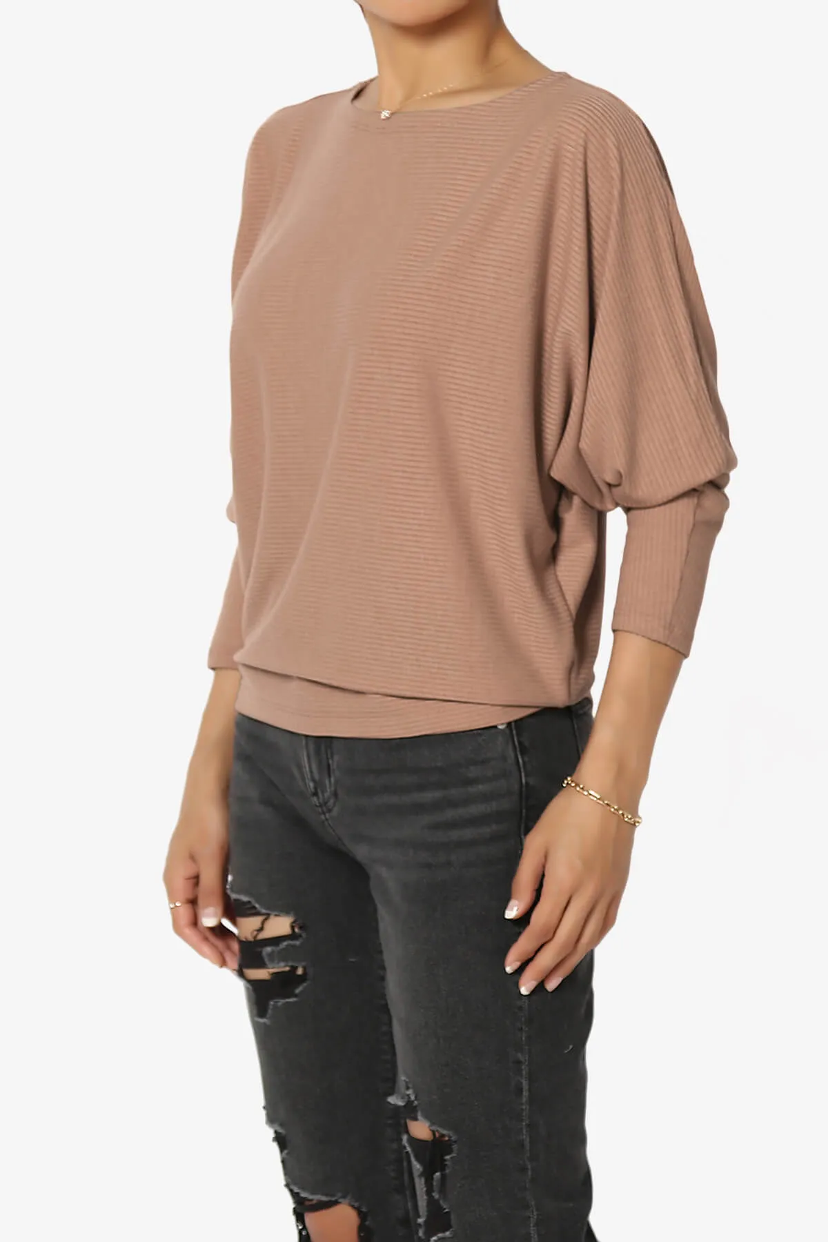 Pepper Dolman Sleeve Ribbed Top PLUS