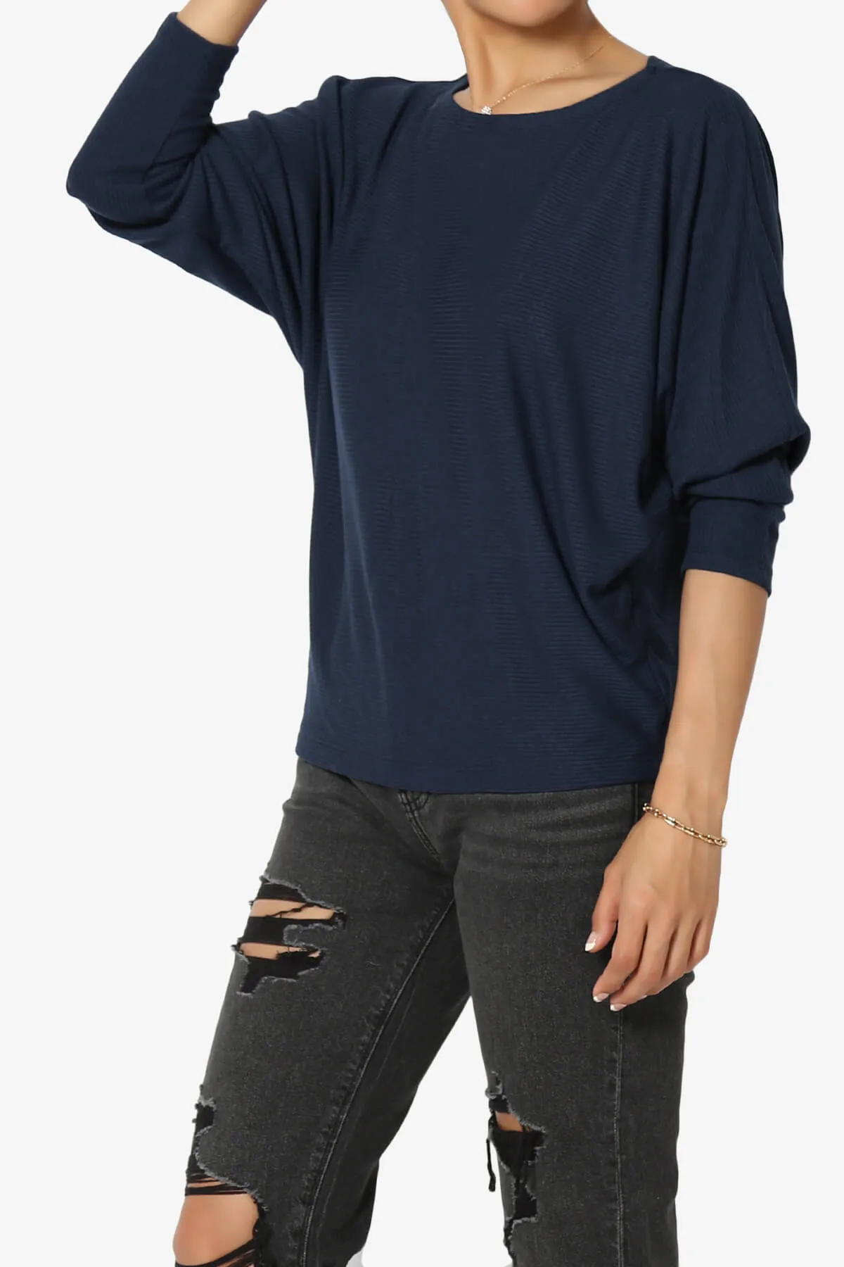 Pepper Dolman Sleeve Ribbed Top PLUS